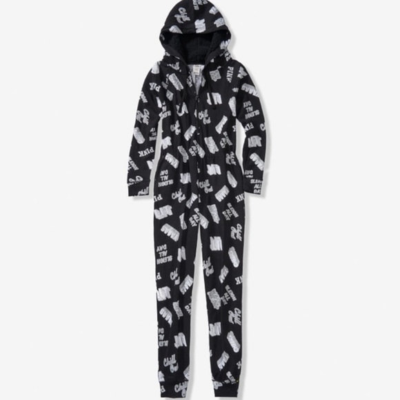 VS Pink XS L Pajamas One Piece Sherpa Jammies Pj's - Picture 4 of 7